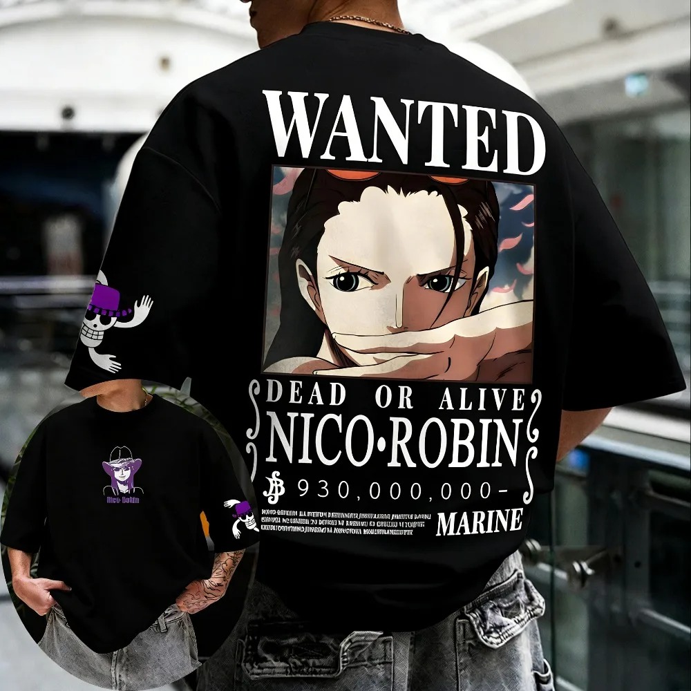 Street Fashion Japan - One Piece Japanese Anime Print Cotton
