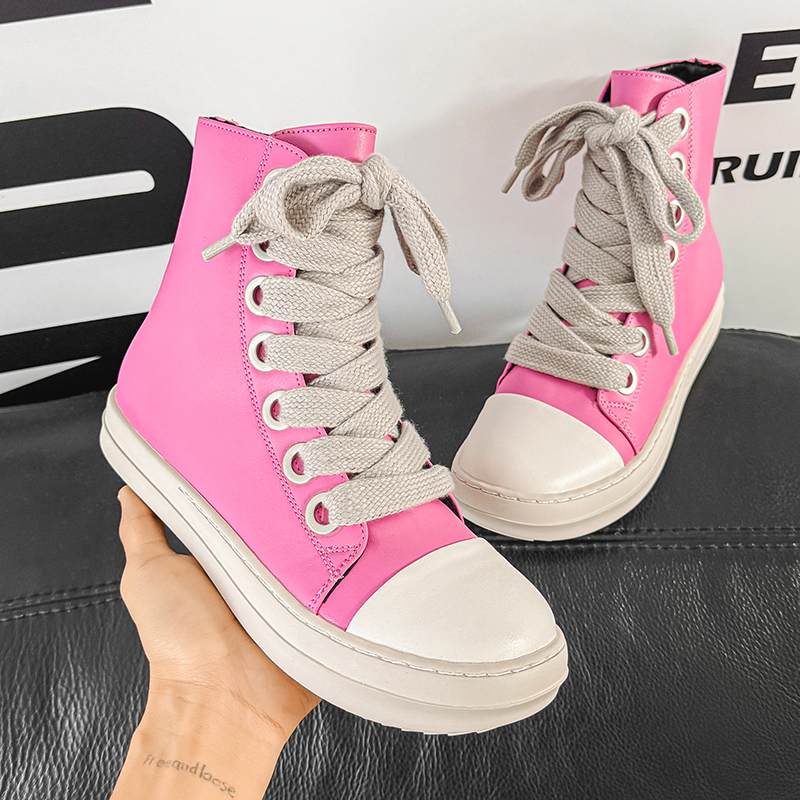 Street Fashion Designers - Original Pink Men High-top Sneakers Zip