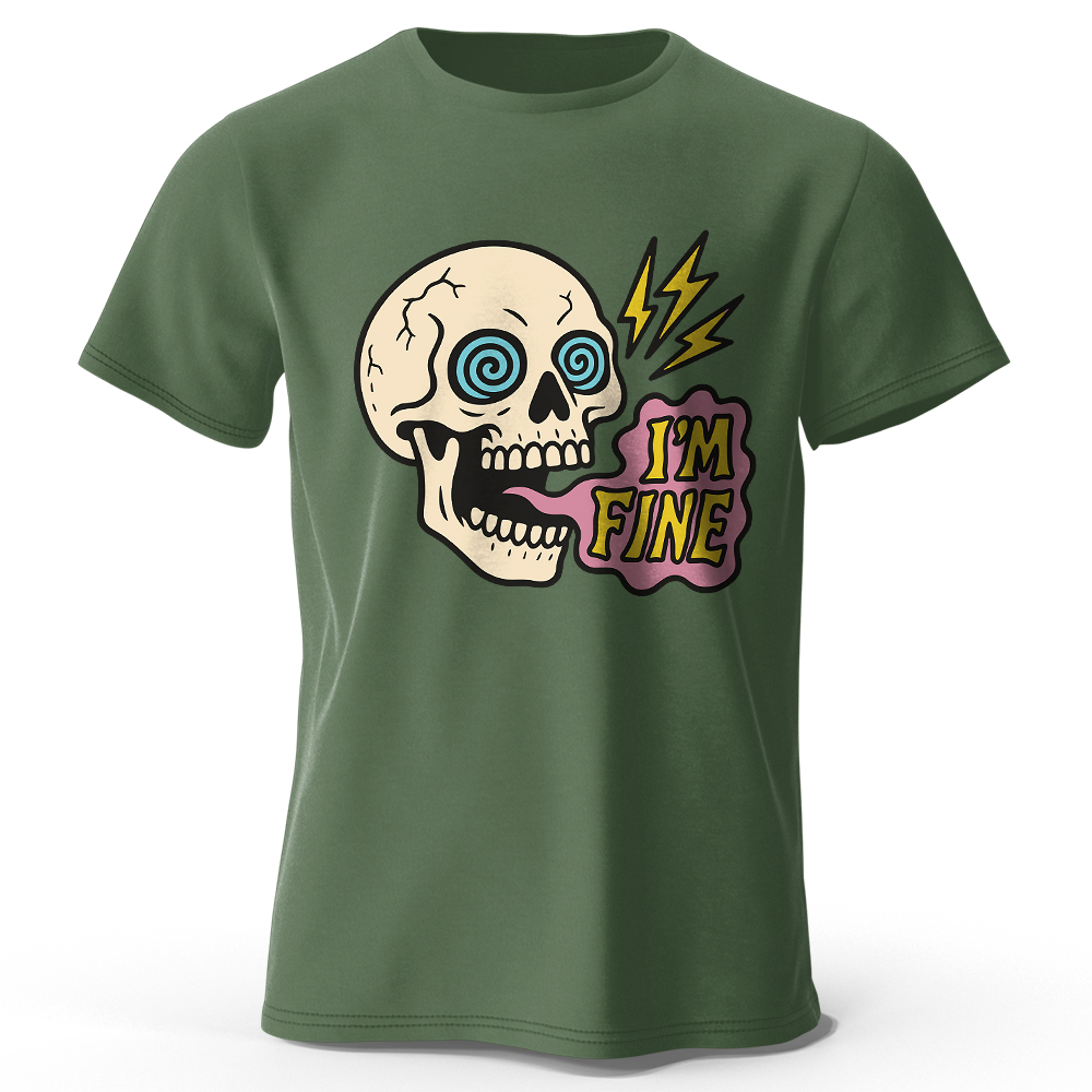 Street Fashion Asian - Asian size Men’s letter cartoon skeleton