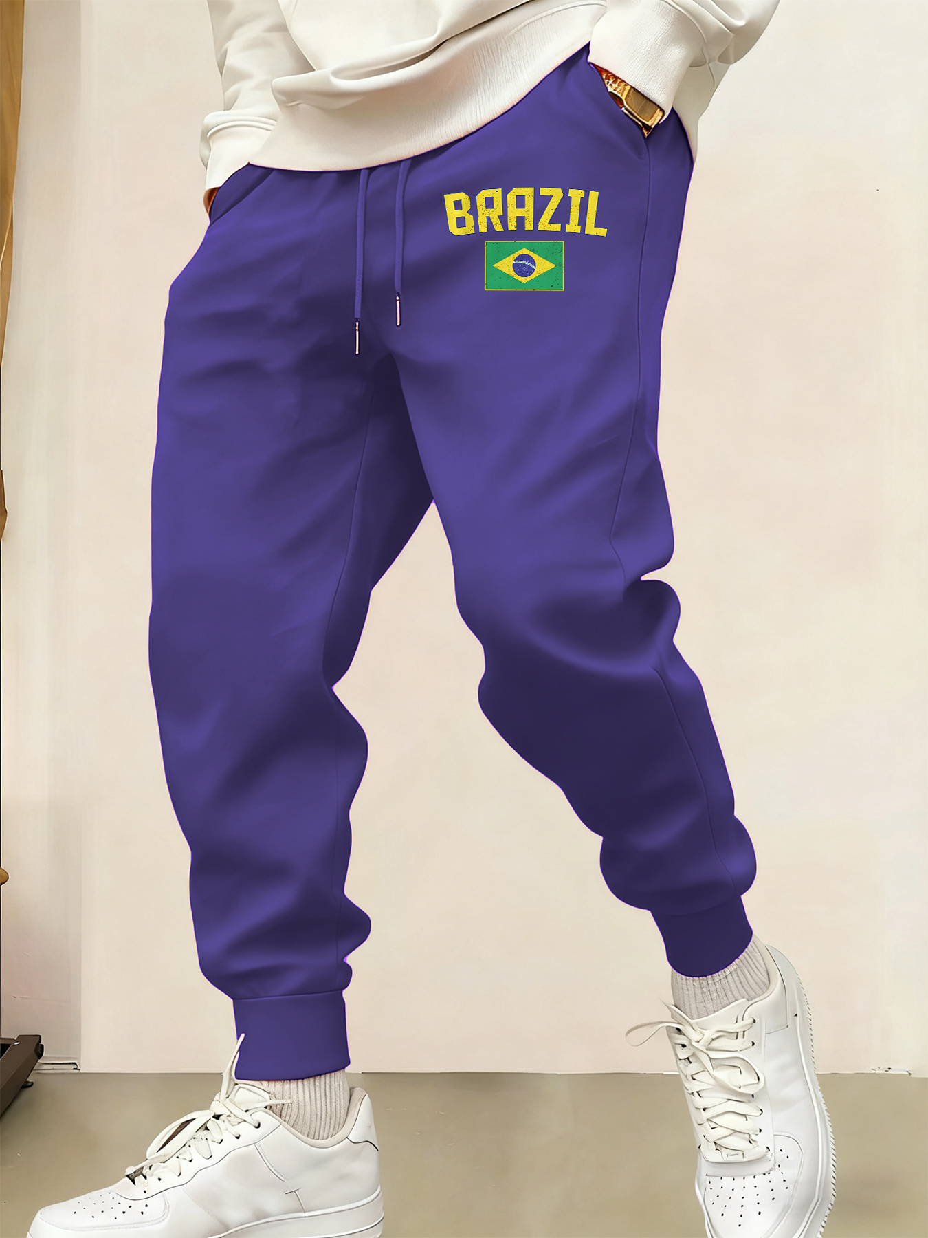 Street Fashion Brazil - Brazil Letter And Flag Print Men