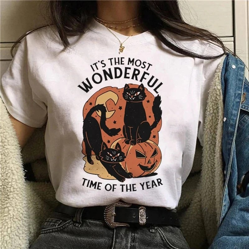 Cartoon Halloween Cat T-shirt  - Street Fashion Asian 리뷰 및 가격