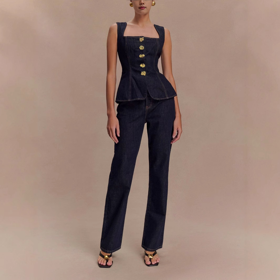 Summer Denim Pant Sets Women 2 - Street Fashion Vest 리뷰 및 가격