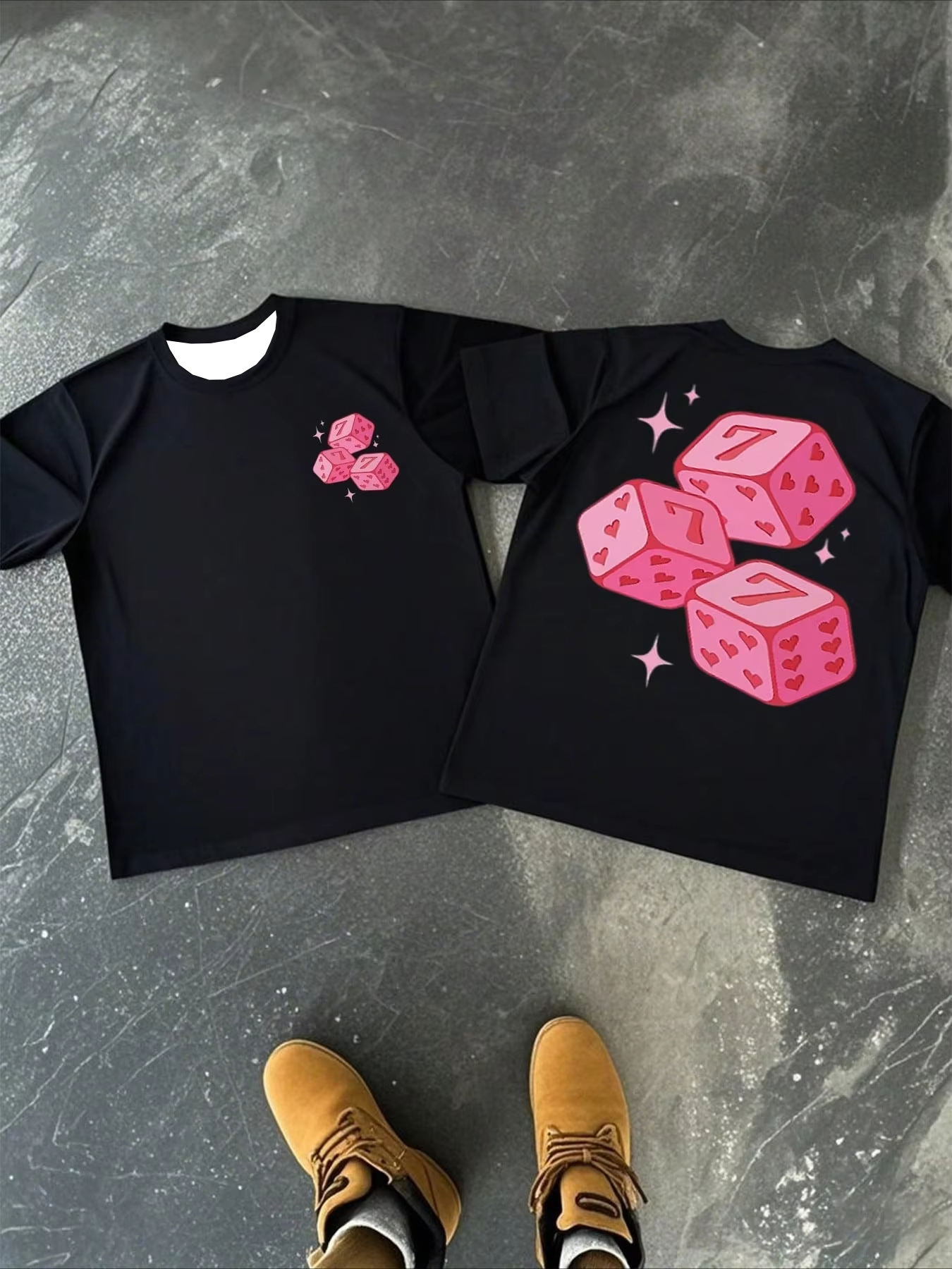 Summer Fashion Pink Dice Patte - Street Fashion Couple 리뷰 및 가격