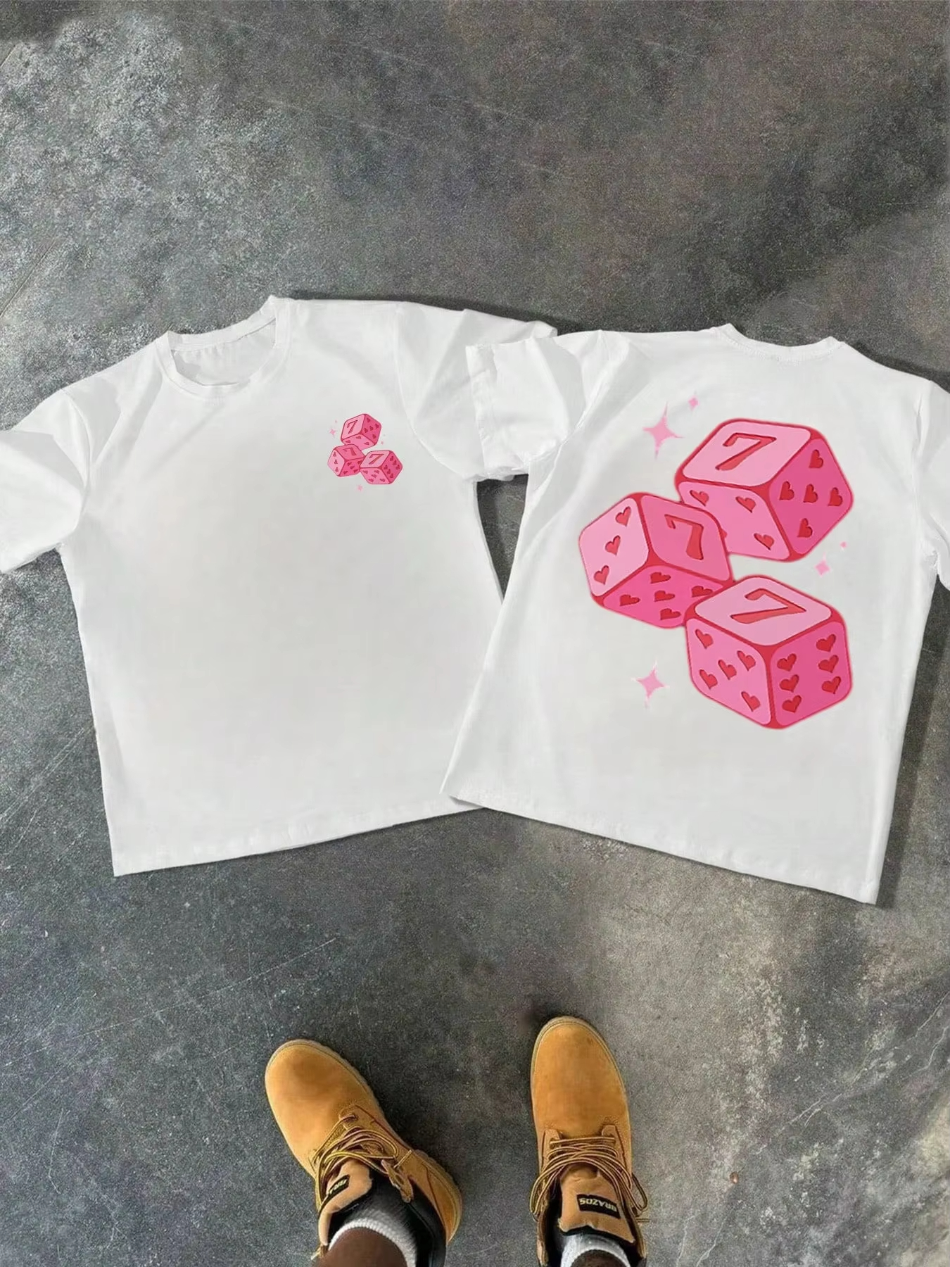 Summer Fashion Pink Dice Patte - Street Fashion Couple 리뷰 및 가격