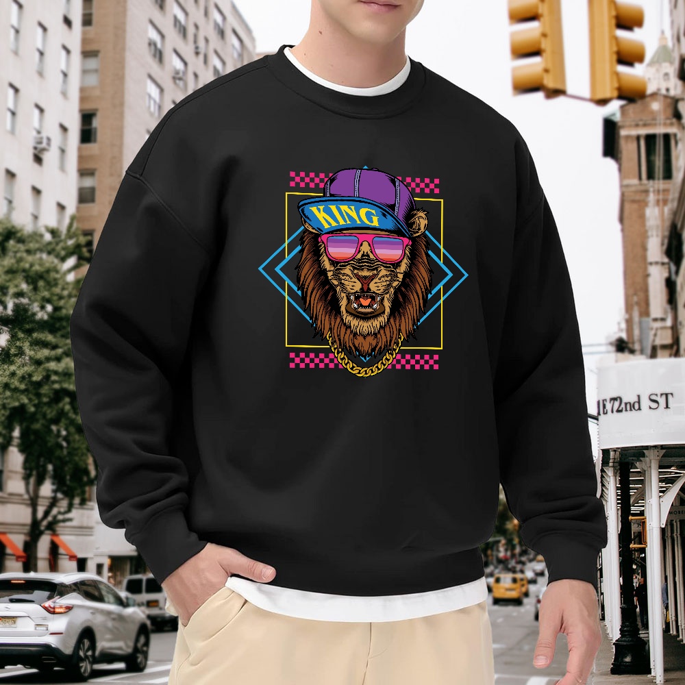 Men's Black Crew Neck Pullover - Street Fashion Elements 리뷰 및 가격