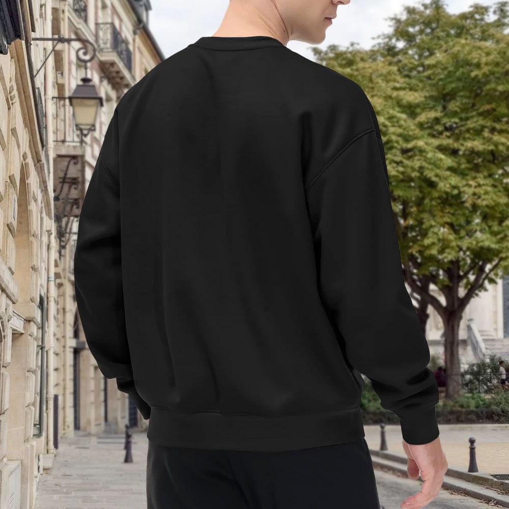 Men's Black Crew Neck Pullover - Street Fashion Elements 리뷰 및 가격