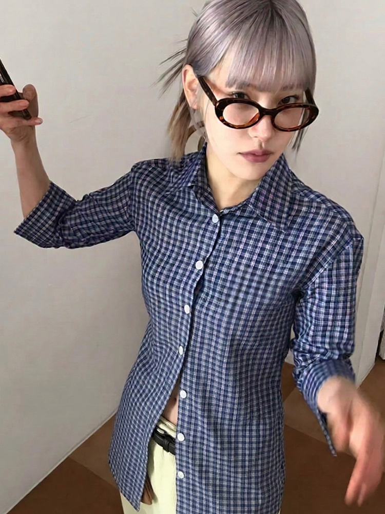 Genayooa Y2k Plaid Shirt Women - Street Fashion Japan 리뷰 및 가격
