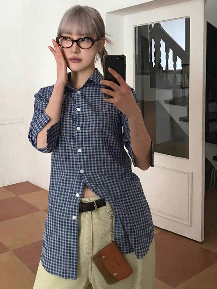 Genayooa Y2k Plaid Shirt Women - Street Fashion Japan 리뷰 및 가격
