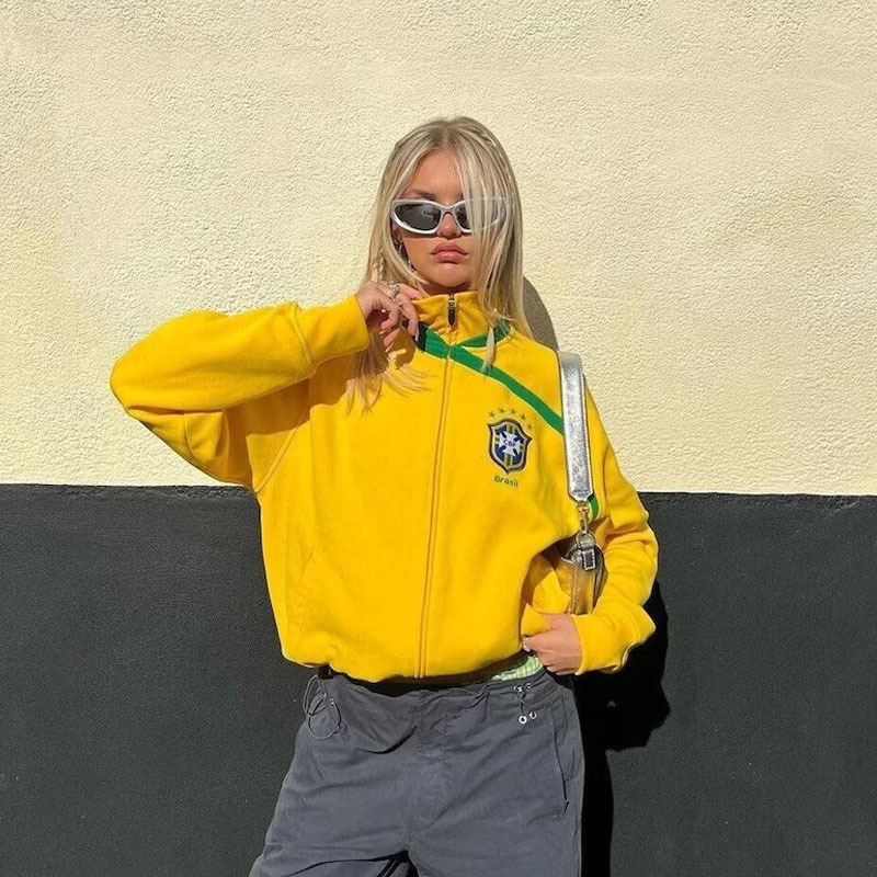 Brasil Flag Jacket Y2k Retro F - Street Fashion Brazil 리뷰 및 가격