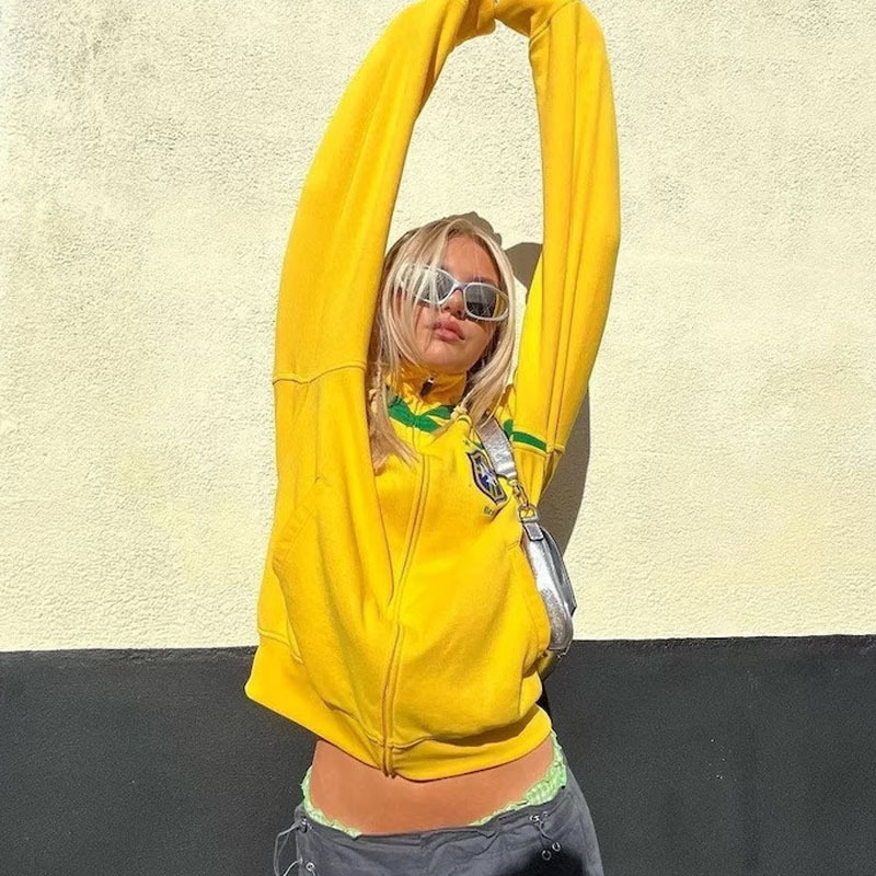 Brasil Flag Jacket Y2k Retro F - Street Fashion Brazil 리뷰 및 가격
