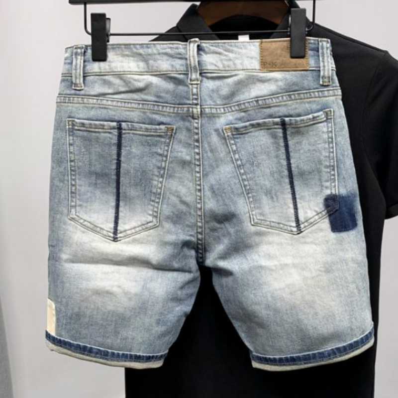 Straight Male Denim Shorts Rip - Street Fashion Baggy 리뷰 및 가격
