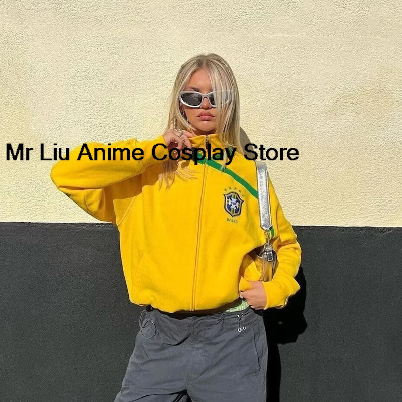 Y2k Brasil Flag Jacket Retro F - Street Fashion Brazil 리뷰 및 가격