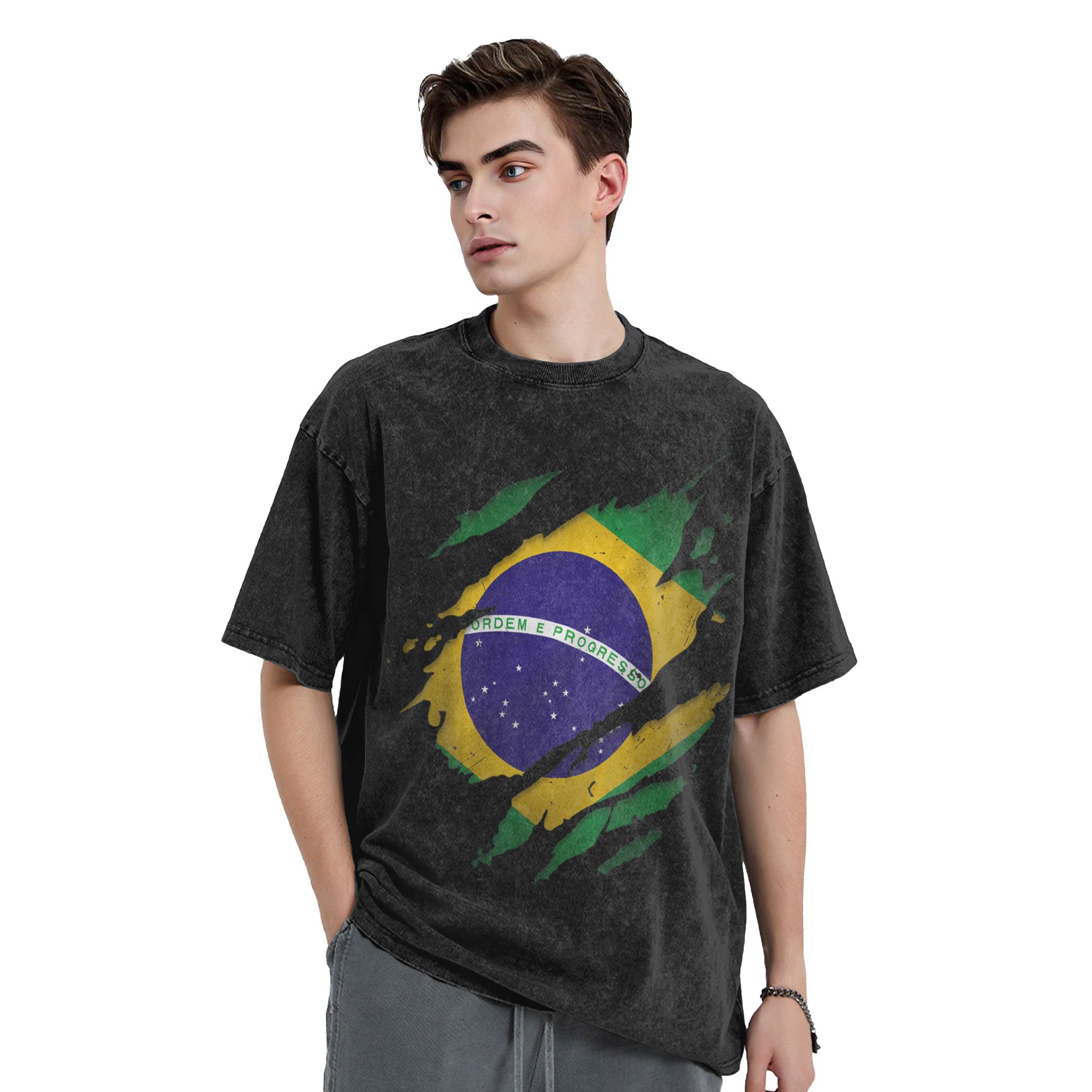 Brazil Brazilian Flag Washed T - Street Fashion Brazil 리뷰 및 가격