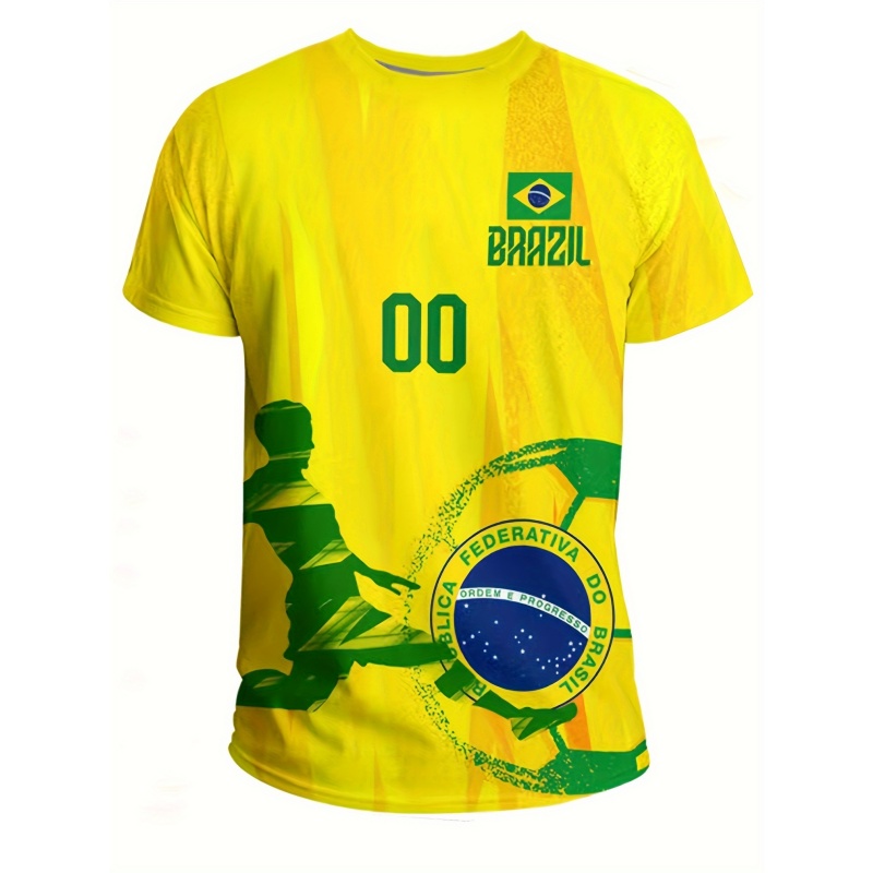 3D Printed Brazil Sports T-Shi - Street Fashion Brazil 리뷰 및 가격