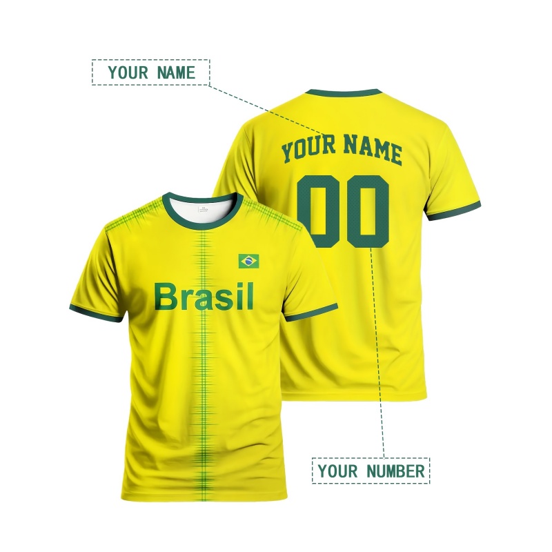 3D Printed Brazil Sports T-Shi - Street Fashion Brazil 리뷰 및 가격