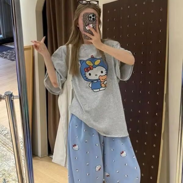 Short Sleeved Hello Kitty Prin - Street Fashion Designers 리뷰 및 가격