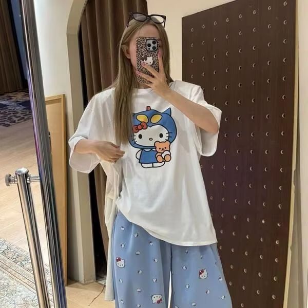 Short Sleeved Hello Kitty Prin - Street Fashion Designers 리뷰 및 가격