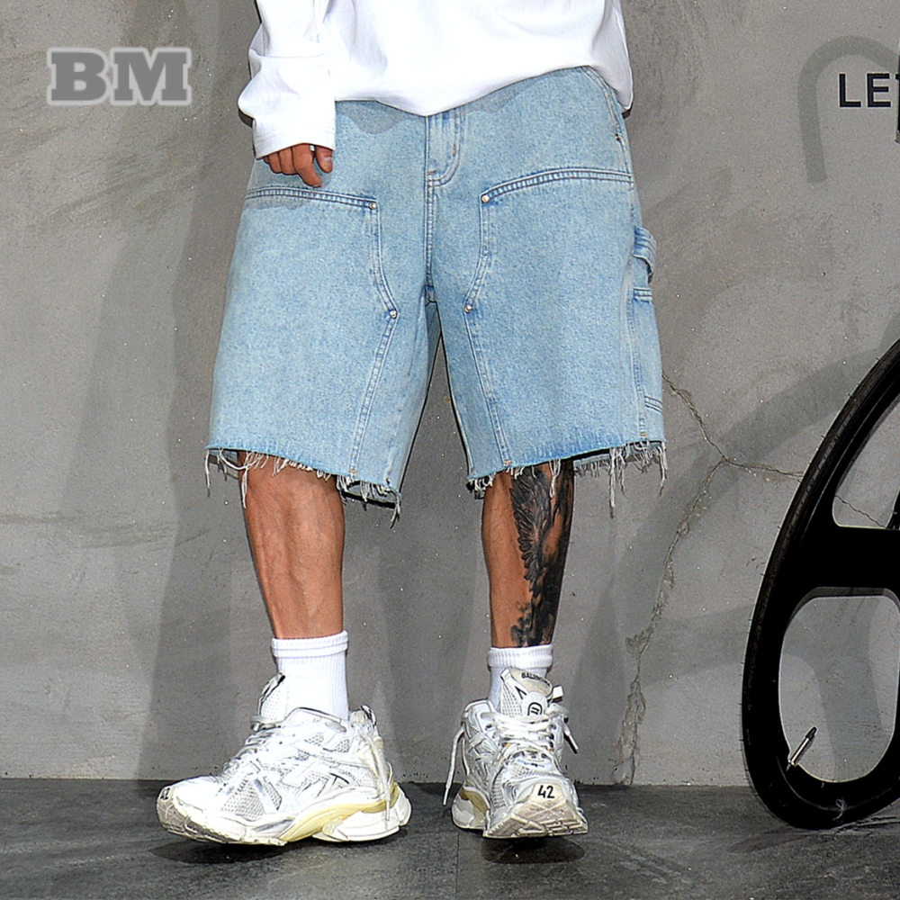 American Workwear Denim Shorts - Street Fashion Baggy 리뷰 및 가격
