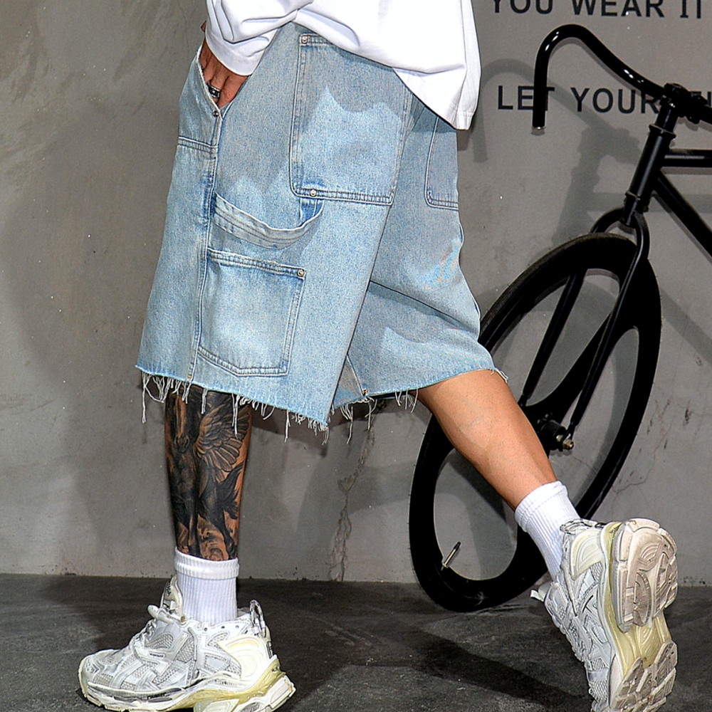 American Workwear Denim Shorts - Street Fashion Baggy 리뷰 및 가격