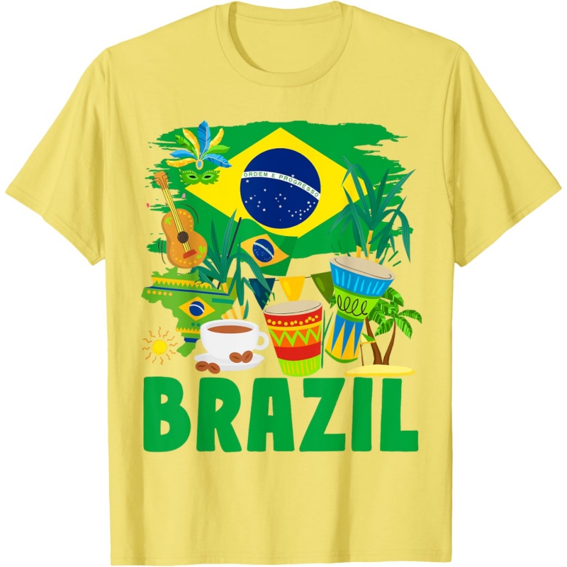 3D Printed Brazil Music T-Shir - Street Fashion Brazil 리뷰 및 가격