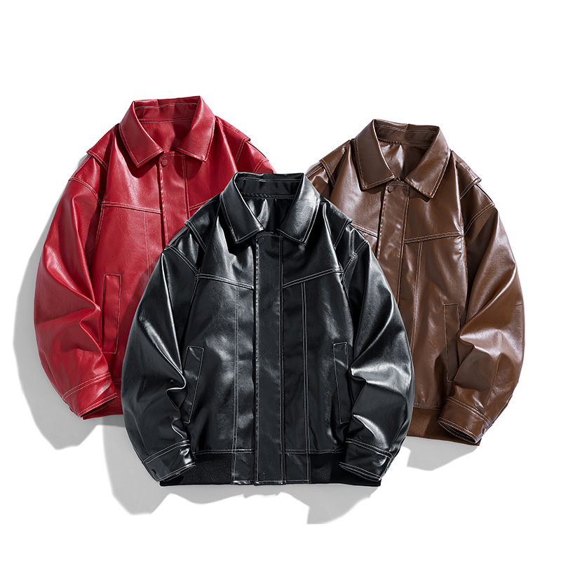 American Retro PU Leather Red  - Street Fashion Couple 리뷰 및 가격