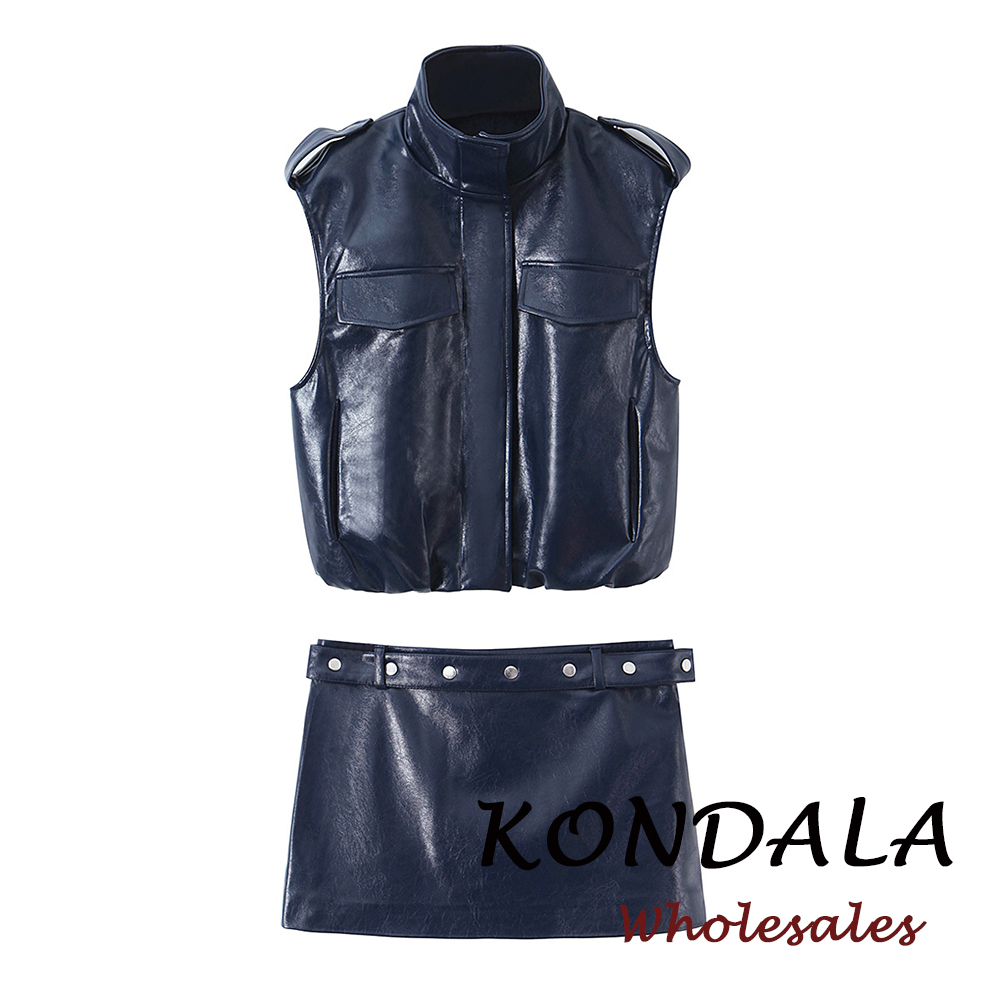 KONDALA 2026 Spring Blue PU Wo - Street Fashion Vest 리뷰 및 가격